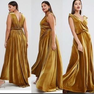 Asos velvet  draped maxi dress